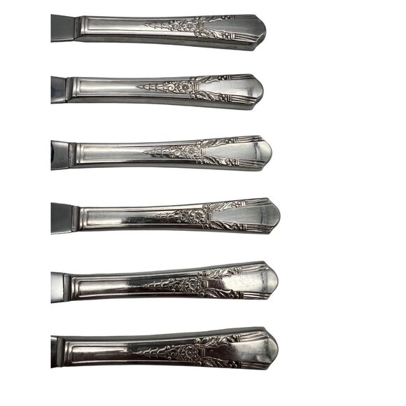 Oneida Simeon L & George H Rogers Jasmine 6 Dinner Knives 9.25" Circa 1939 - Picture 5 of 5